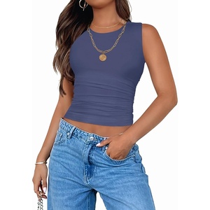 image:imageZESICA Womens Summer Casual Sleeveless Fitted Knitted Tank TopsNavy Blue