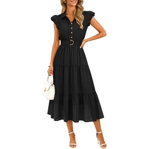 image:imageZESICA Womens Summer Floral Midi Dress Wedding Guest DressesBlack