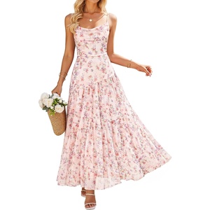 image:imageZESICA Womens Summer Mesh Floral Sleeveless Wedding Guest DressApricot