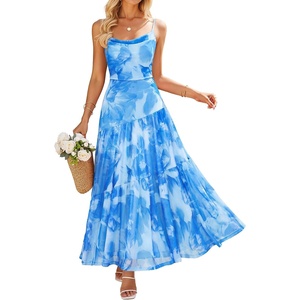 image:imageZESICA Womens Summer Mesh Floral Sleeveless Wedding Guest DressBlue