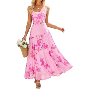 image:imageZESICA Womens Summer Mesh Floral Sleeveless Wedding Guest DressPink