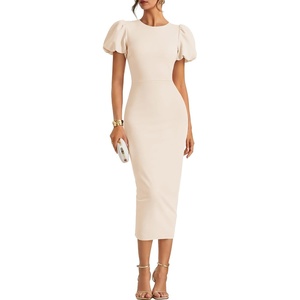 image:imageZESICA Womens Summer Short Sleeve Bodycon Cocktail Formal DressApricot