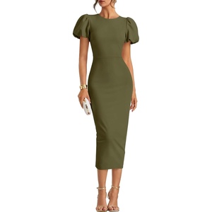 image:imageZESICA Womens Summer Short Sleeve Bodycon Cocktail Formal DressArmygreen