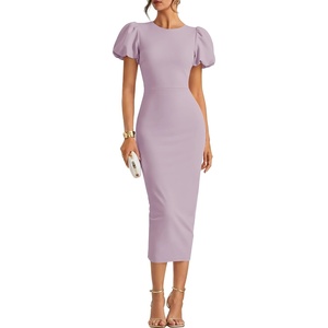 image:imageZESICA Womens Summer Short Sleeve Bodycon Cocktail Formal DressLightpurple