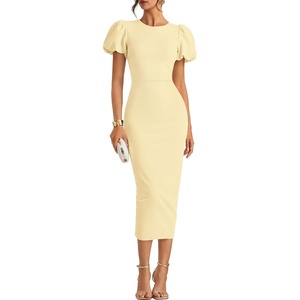 image:imageZESICA Womens Summer Short Sleeve Bodycon Cocktail Formal DressLightyellow
