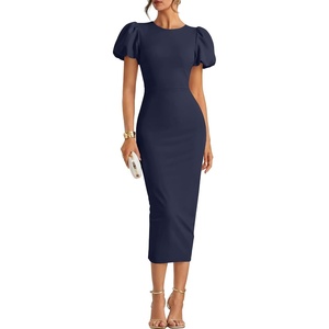 image:imageZESICA Womens Summer Short Sleeve Bodycon Cocktail Formal DressNavy