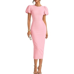 image:imageZESICA Womens Summer Short Sleeve Bodycon Cocktail Formal DressPink