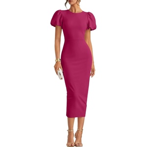 image:imageZESICA Womens Summer Short Sleeve Bodycon Cocktail Formal DressRose