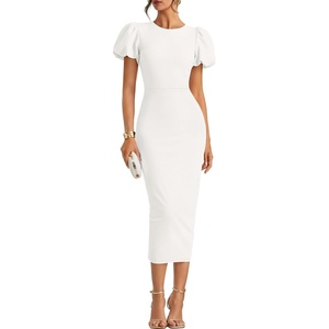 image:imageZESICA Womens Summer Short Sleeve Bodycon Cocktail Formal DressWhite
