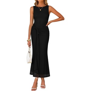 image:imageZESICA Womens Summer Sleeveless Bodycon Mesh Maxi DressesBlack
