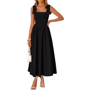 image:imageZESICA Womens Summer Tie Shoulder Wedding Guest Maxi DressBlack