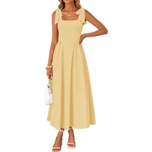 image:imageZESICA Womens Summer Tie Shoulder Wedding Guest Maxi DressYellow