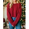 image:imageZESICA 2026 Fall Sweaters for Women Cable Knit Oversized OutfitsRed