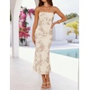 image:imageZESICA 2026 Summer Strapless Floral Cocktail Wedding Guest Dress for WomenAlmond