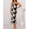 image:imageZESICA 2026 Summer Strapless Floral Cocktail Wedding Guest Dress for WomenBlack