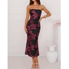 image:imageZESICA 2026 Summer Strapless Floral Cocktail Wedding Guest Dress for WomenBlackred