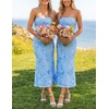 image:imageZESICA 2026 Summer Strapless Floral Cocktail Wedding Guest Dress for WomenBlue