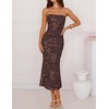 image:imageZESICA 2026 Summer Strapless Floral Cocktail Wedding Guest Dress for WomenBrown