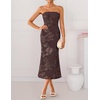image:imageZESICA 2026 Summer Strapless Floral Cocktail Wedding Guest Dress for WomenBrown
