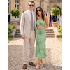 image:imageZESICA 2026 Summer Strapless Floral Cocktail Wedding Guest Dress for WomenGreen