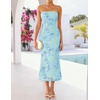 image:imageZESICA 2026 Summer Strapless Floral Cocktail Wedding Guest Dress for WomenLightblue