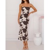 image:imageZESICA 2026 Summer Strapless Floral Cocktail Wedding Guest Dress for WomenLightbrown