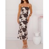 image:imageZESICA 2026 Summer Strapless Floral Cocktail Wedding Guest Dress for WomenLightbrown