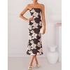 image:imageZESICA 2026 Summer Strapless Floral Cocktail Wedding Guest Dress for WomenLightbrown