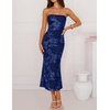 image:imageZESICA 2026 Summer Strapless Floral Cocktail Wedding Guest Dress for WomenNavy