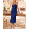 image:imageZESICA 2026 Summer Strapless Floral Cocktail Wedding Guest Dress for WomenNavy