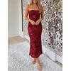 image:imageZESICA 2026 Summer Strapless Floral Cocktail Wedding Guest Dress for WomenRed
