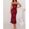 image:imageZESICA 2026 Summer Strapless Floral Cocktail Wedding Guest Dress for WomenRed