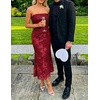 image:imageZESICA 2026 Summer Strapless Floral Cocktail Wedding Guest Dress for WomenRed