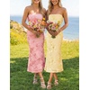image:imageZESICA 2026 Summer Strapless Floral Cocktail Wedding Guest Dress for WomenYellow