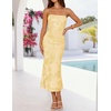 image:imageZESICA 2026 Summer Strapless Floral Cocktail Wedding Guest Dress for WomenYellow