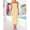image:imageZESICA 2026 Summer Strapless Floral Cocktail Wedding Guest Dress for WomenYellow