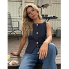 image:imageZESICA Vest Tops for Women Summer Sleeveless Button Suit VestNavy