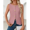 image:imageZESICA Vest Tops for Women Summer Sleeveless Button Suit VestPink