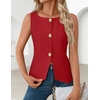 image:imageZESICA Vest Tops for Women Summer Sleeveless Button Suit VestRed