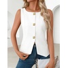 image:imageZESICA Vest Tops for Women Summer Sleeveless Button Suit VestWhite