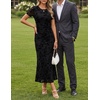 image:imageZESICA Women Summer 2026 Floral Short Sleeve Bodycon Mesh Maxi Formal DressBlack