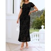 image:imageZESICA Women Summer 2026 Floral Short Sleeve Bodycon Mesh Maxi Formal DressBlack