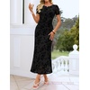 image:imageZESICA Women Summer 2026 Floral Short Sleeve Bodycon Mesh Maxi Formal DressBlack