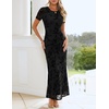 image:imageZESICA Women Summer 2026 Floral Short Sleeve Bodycon Mesh Maxi Formal DressBlack