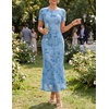 image:imageZESICA Women Summer 2026 Floral Short Sleeve Bodycon Mesh Maxi Formal DressBlue
