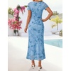image:imageZESICA Women Summer 2026 Floral Short Sleeve Bodycon Mesh Maxi Formal DressBlue