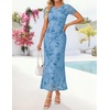image:imageZESICA Women Summer 2026 Floral Short Sleeve Bodycon Mesh Maxi Formal DressBlue