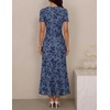 image:imageZESICA Women Summer 2026 Floral Short Sleeve Bodycon Mesh Maxi Formal DressDustyblue