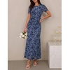 image:imageZESICA Women Summer 2026 Floral Short Sleeve Bodycon Mesh Maxi Formal DressDustyblue