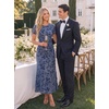image:imageZESICA Women Summer 2026 Floral Short Sleeve Bodycon Mesh Maxi Formal DressDustyblue